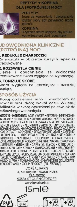 Anti-Aging-Augencreme mit Peptiden und Koffein 60+