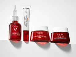 Anti-Aging-Creme zur Korrektur von Pigmentflecken und dunklen Augenringen im Bereich um die Augen, sehr hoher Schutzgrad SPF50+