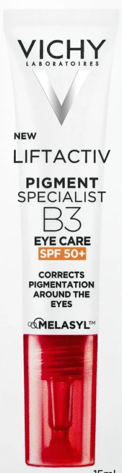 Anti-Aging-Creme zur Korrektur von Pigmentflecken und dunklen Augenringen im Bereich um die Augen, sehr hoher Schutzgrad SPF50+