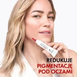 Anti-Aging-Creme zur Korrektur von Pigmentflecken und dunklen Augenringen im Bereich um die Augen, sehr hoher Schutzgrad SPF50+