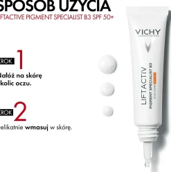 Anti-Aging-Creme zur Korrektur von Pigmentflecken und dunklen Augenringen im Bereich um die Augen, sehr hoher Schutzgrad SPF50+