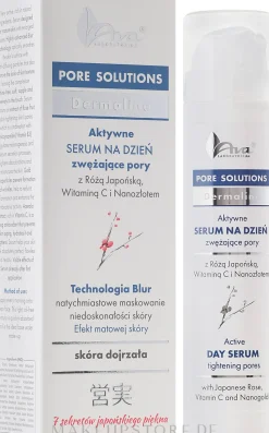 Aufbauendes Gesichtsserum zur Porenverkleinerung mit japanischer Rose, Nanogold, Vitaminen B3 und C