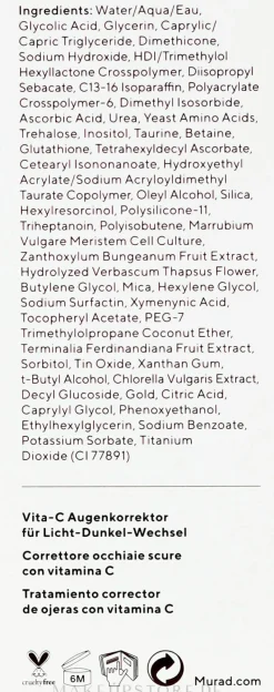 Aufhellende Augencreme gegen dunkle Ringe und Falten mit Vitamin C