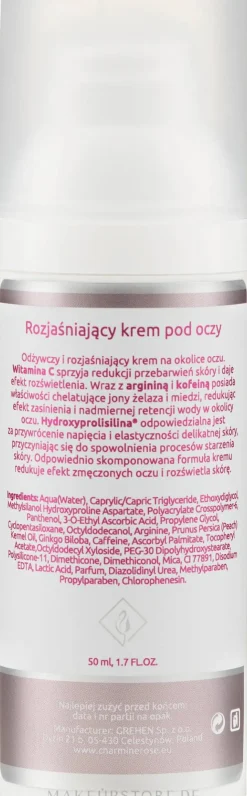 Aufhellende Augencreme gegen dunkle Ringe und Schwellungen mit Vitamin C und Koffein