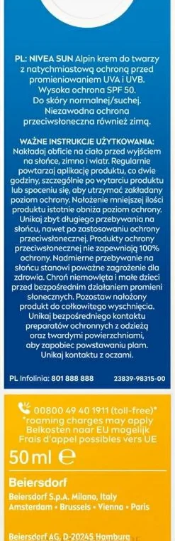 Feuchtigkeitsspendende Gesichtscreme mit Sonnen- und Kälteschutz SPF 50