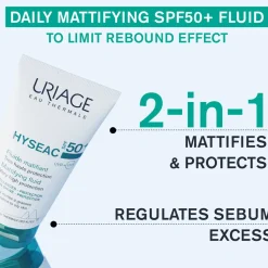Feuchtigkeitsspendendes und mattierendes Sonnenschutzfluid für das Gesicht SPF 50+