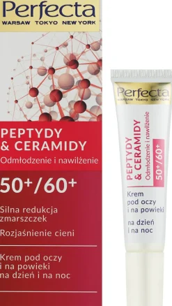 Feuchtigkeitsspendende und verjüngende Creme für die Augenpartie mit Peptiden und Ceramiden 50+/60+