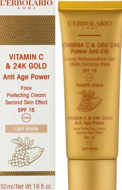 Gesichtscreme mit Vitamin C und 24 Karat Gold, helle Farbe