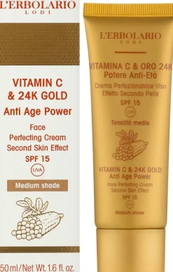 Gesichtscreme mit Vitamin C und 24 Karat Gold, mittlere Farbe