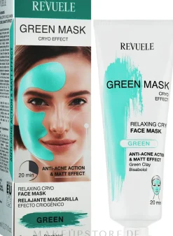 Gesichtsmaske gegen Akne mit grünem Ton