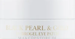 Hydrogel-Augenpatches mit Gold und mit schwarzen Perlen