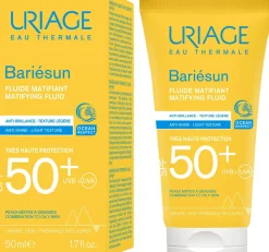 Mattierendes und feuchtigkeitsspendendes Sonnenchutzfluid für das Gesicht SPF 50+
