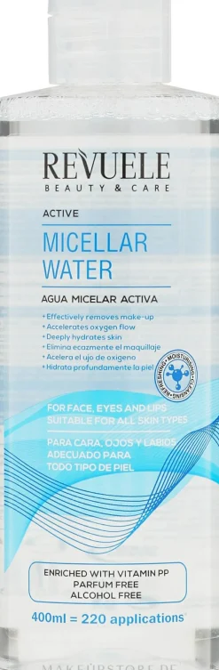 Mizellen-Reinigungswasser für das Gesicht, Augen und Lippen