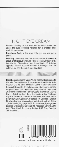 Straffende Augenpflege für die Nacht mit Augenpeptidkomplex, Koffein und Retinol