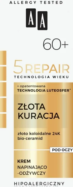 Straffende und pflegende Augencreme mit Goldpartikeln und Ceramiden 60+