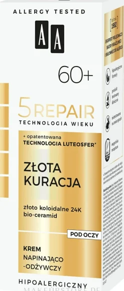 Straffende und pflegende Augencreme mit Goldpartikeln und Ceramiden 60+