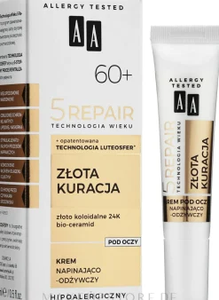 Straffende und pflegende Augencreme mit Goldpartikeln und Ceramiden 60+