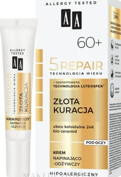 Straffende und pflegende Augencreme mit Goldpartikeln und Ceramiden 60+