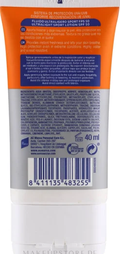 Ultra leichtes Sonnenschutzfluid für das Gesicht Sport SPF 50