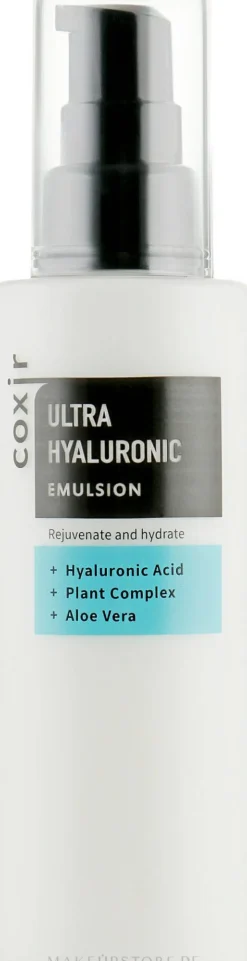 Verjüngende und feuchtigkeitsspendende Gesichtsemulsion mit Hyaluronsäure, pflanzlichem Komplex und Aloe Vera