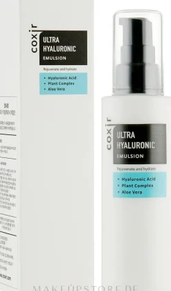 Verjüngende und feuchtigkeitsspendende Gesichtsemulsion mit Hyaluronsäure, pflanzlichem Komplex und Aloe Vera